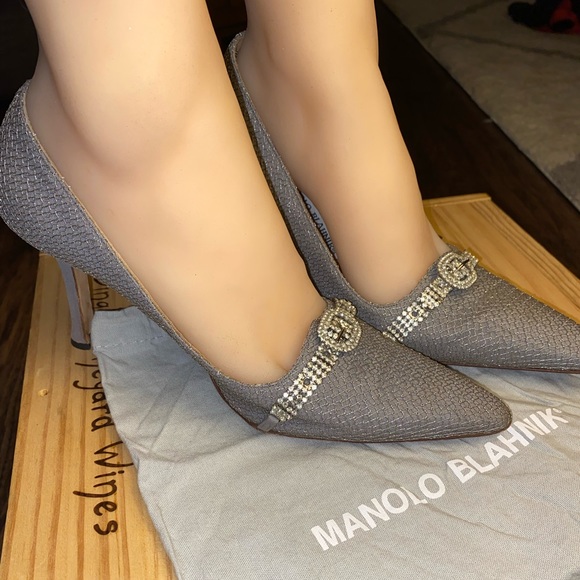 Manolo Blahnik Rhinestone Studded Heels - Picture 3 of 12